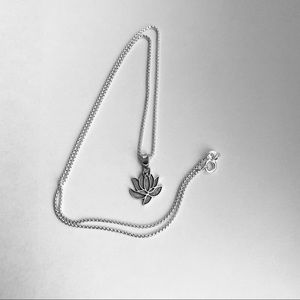 Sterling Silver Dainty Lotus Necklace, Silver Necklaces, Flower Necklace